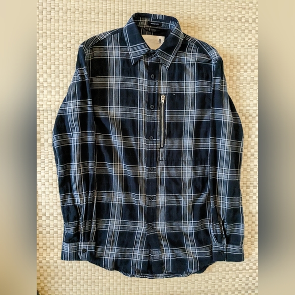 R13 Shirts Euc R3 Button Up Zip Shirt Flannel Black Mens Size Small